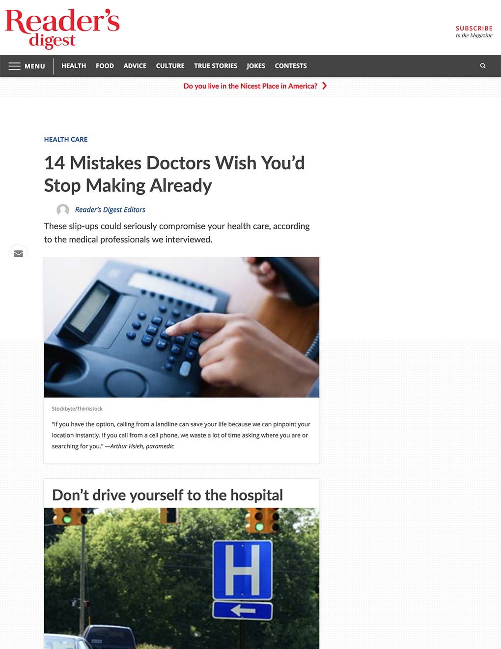 The article preview: 14 Mistakes Doctors Wish You’d Stop Making Already