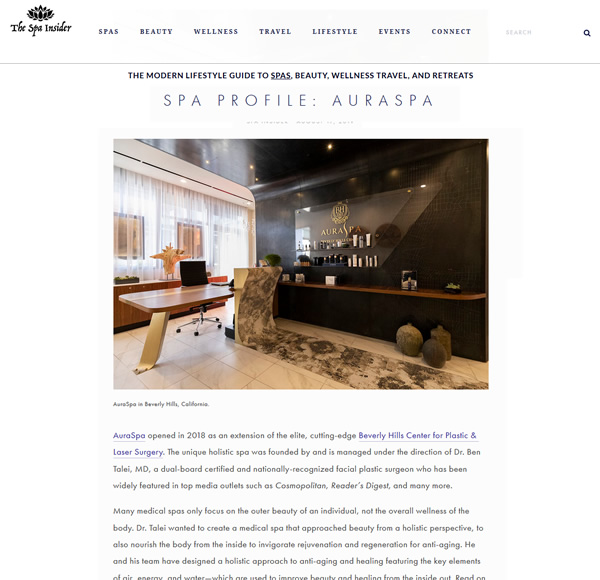 The article preview: Article "Spa Profile: AuraSpa" on thespainsider.com